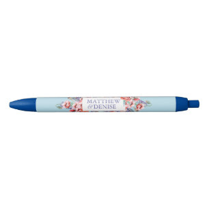 Caneta Preta Coleção de Poppy com Fundo Azul de Açúcar Arroado