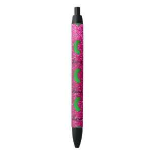 Caneta Preta Coletor rosa de nome personalizado