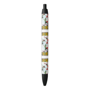 Caneta Preta Colibris e flores #5
