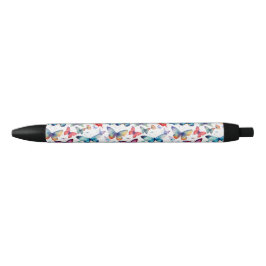 Caneta Preta Colorful Butterfly Watercolor Pattern