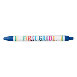 Caneta Preta Colorful First Grade Teacher Pen with Custom Name