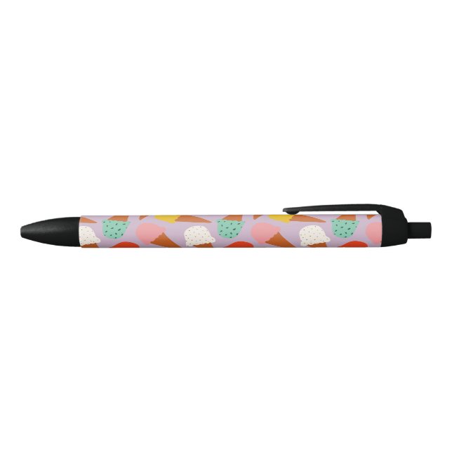 Caneta Preta Colorful Hand-Drawn Ice Cream Cone Pattern  (parte de cima)