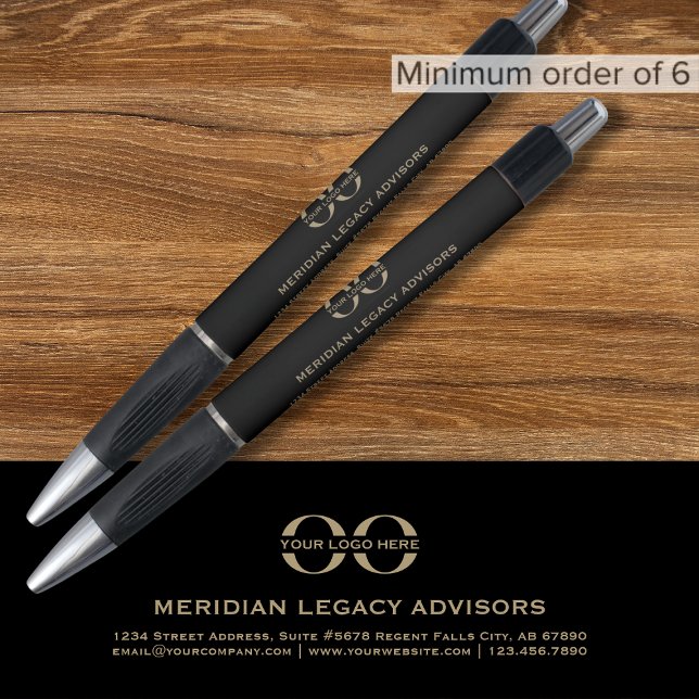 Caneta preta com logotipo de empresa personalizado (Criador carregado)