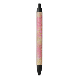 Caneta Preta Confetti de Aquarela Rosa Dourada Confetti