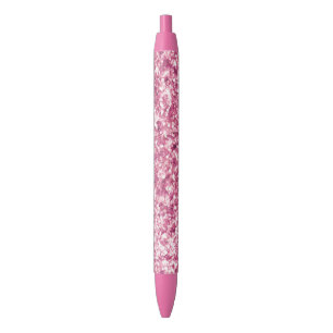 Caneta Preta Confetti Glitter Rosa Girassol