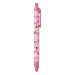 Caneta Preta Copo Com Fita Rosa - Amor