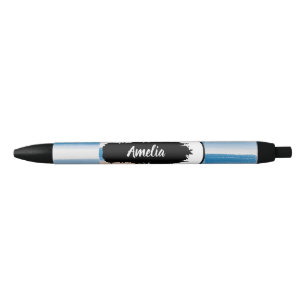 Caneta Preta Cor d'água do Pêssego Azul Moderno Personalizada S