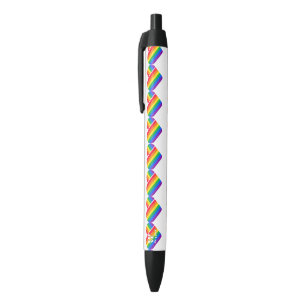 Caneta Preta Coração Arco-íris Orgulho 