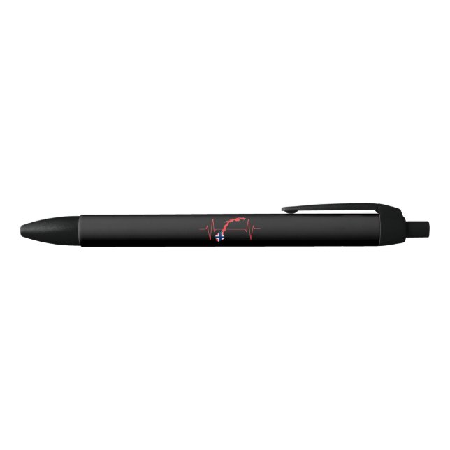 Caneta Preta Coração com Bandeira Norueguesa (parte de cima)