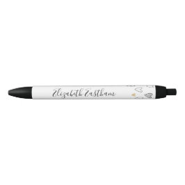 Caneta Preta Coração de Ouro Preto Feminino Letra Feminina