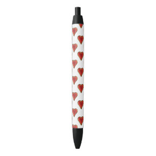 Caneta Preta Coração Engraçado Padrão vermelho ouro + seu fundo