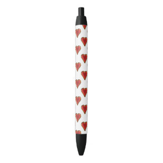 Caneta Preta Coração Engraçado Padrão vermelho ouro + seu fundo