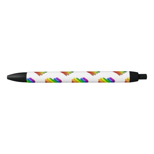 Caneta Preta Coração tridimensional escultural do SlipperyJoe b (Frente)
