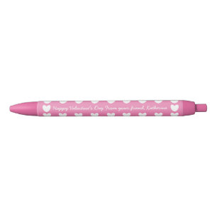 Caneta Preta Corações brancos, cor-de-rosa, e bonitos, sala de