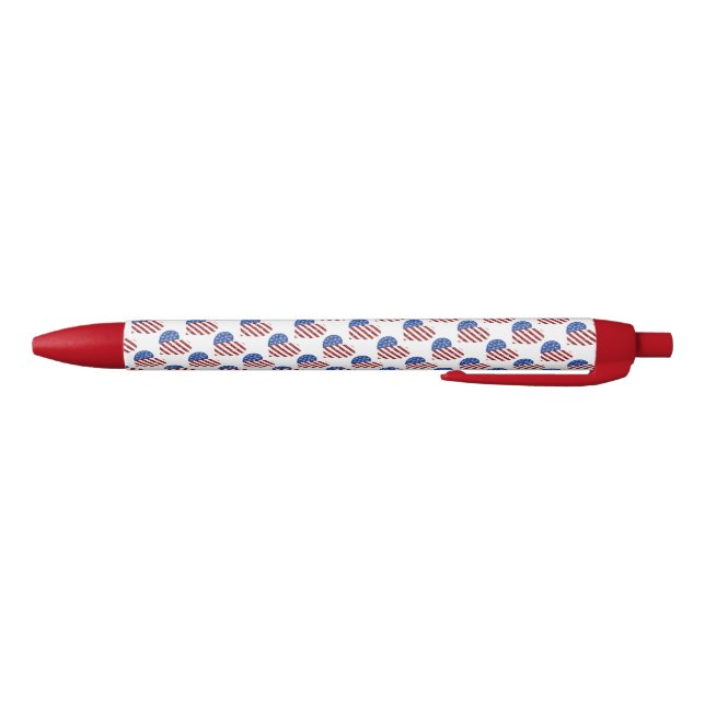 Caneta Preta Corações caneta/Vermelho, Branco e Azul (Parte Inferior)