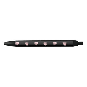 Caneta Preta Corações cor-de-rosa3D em preto