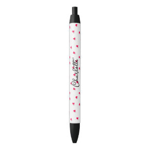 Caneta Preta Corações Cor-de-Rosa, Nome do Script Monograma