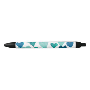 Caneta Preta Corações de Aquarelas do Dia do namorados - turque