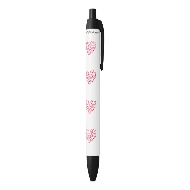 Caneta Preta Corações Vermelho E Rosa (parte de inferior (Vertical))