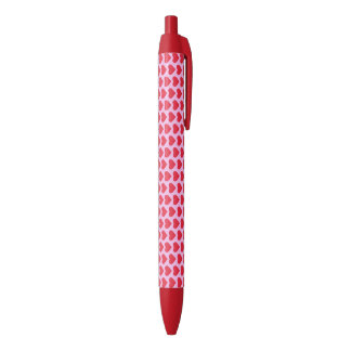 Caneta Preta ❤️ Corações Vermelhos Cons Rosa