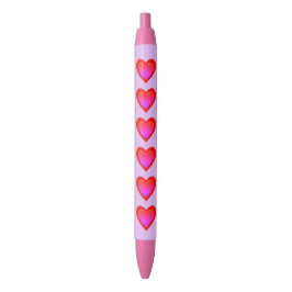 Caneta Preta Corações Violetas Vermelhas Rosa 4Kimberly
