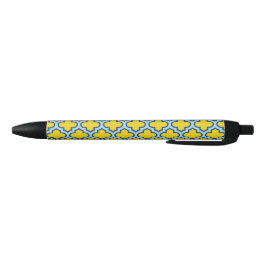 Caneta Preta Corante amarelo e azul-bebê, latido, quatrefoil