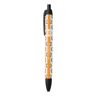 Caneta Preta cores da equipe preto laranja nome do jogador de v