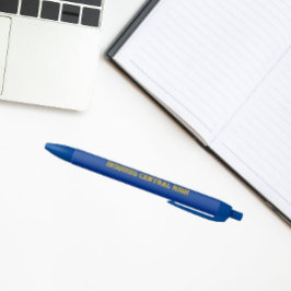 Caneta Preta Cores e Nome da Escola Azul Real e Dourado