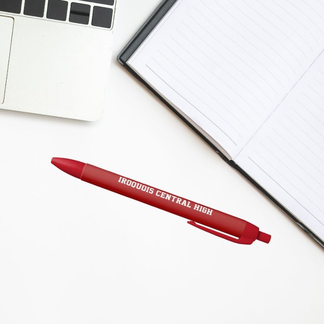 Caneta Preta Cores e Nome da Escola em Vermelho e Branco (In Situ)