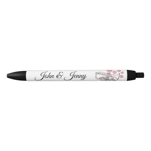 Caneta Preta Cornet Musical Custom Wedding Favor Gift (Frente)
