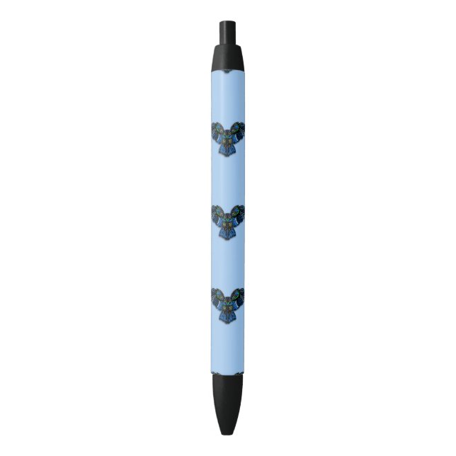 Caneta Preta Coruja Azul (Frente Vertical)