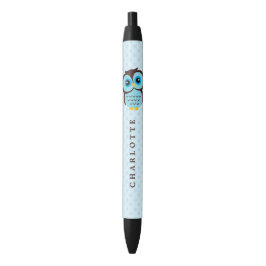 Caneta Preta Coruja lunática azul bonito