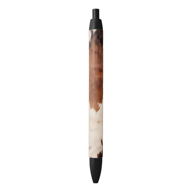 Caneta Preta Cowhide Preto Branco-Castanho (Frente Vertical)