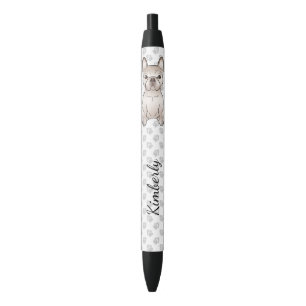 Caneta Preta Cream French Buldog / Frenchie com patas e nome