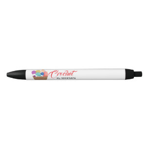 Caneta Preta Crochet branco minimalista