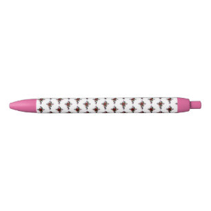 Caneta Preta Cruz de Prata com Rosa vermelha
