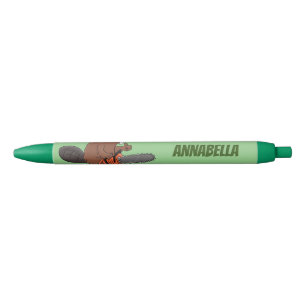 Caneta Preta Curioso castor com humor de desenho animado de mot