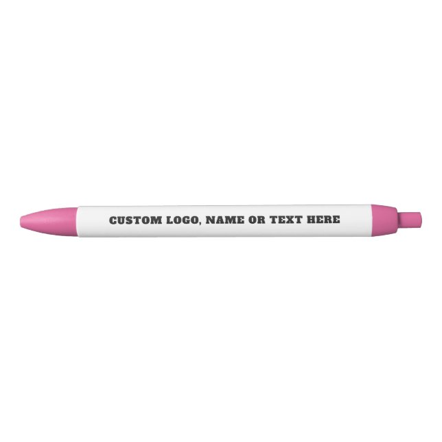 Caneta Preta Custom Logo Pink Pen - Personalize Create Your Own (Frente)