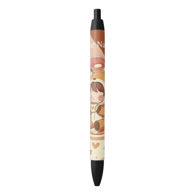 Caneta Preta Cute Chibi Fox Custom Reading Pen (Frente Vertical)