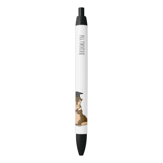Caneta Preta Cute pangolin graduating cartoon (Frente Vertical)