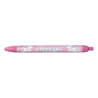 Caneta Preta Cute Unicorn Design - Personalize Pencil