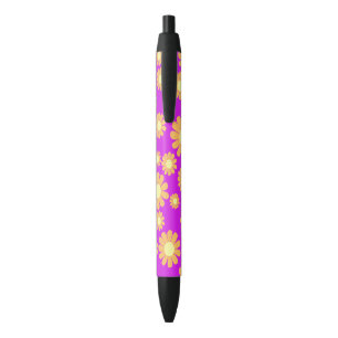 Caneta Preta Daisy Orange Magenta