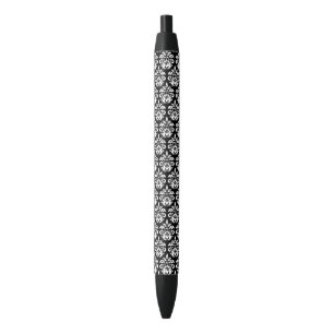 Caneta Preta Damasco minúsculo preto e branco elegante