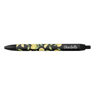 Caneta Preta De Volta à Escola Aquarela Limão Fruta Preta