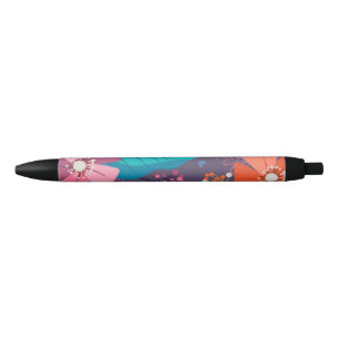 Caneta Preta De volta à escola com Folhas de outono - Design de