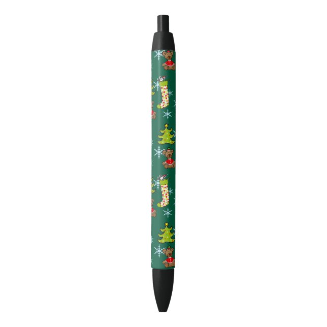 Caneta Preta decorações de Natal alegres (Frente Vertical)
