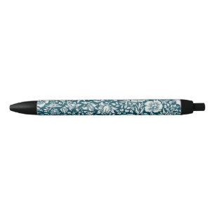 Caneta Preta Desenho Floral Vintage de Malva de William Morris