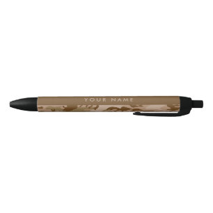 Caneta Preta Desert Camouflage Patterno, seu nome, Personalize