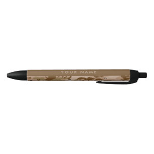 Caneta Preta Desert Camouflage Pebbles, o teu nome Personaliza
