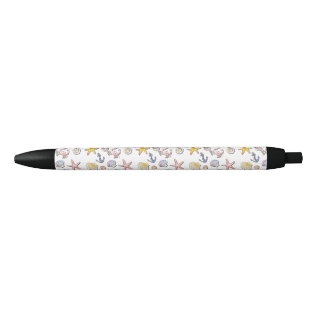 Caneta Preta Design de praia simples (Frente)